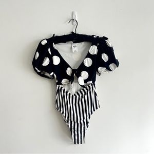 Tabitha Brown x Target Retro Polka Dot Black and White One Piece Swimsuit
